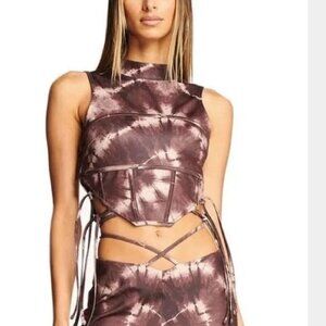 I.Am.Gia Women's Evie Tie Dye Cropped Cut- Out Tank Top Size XS